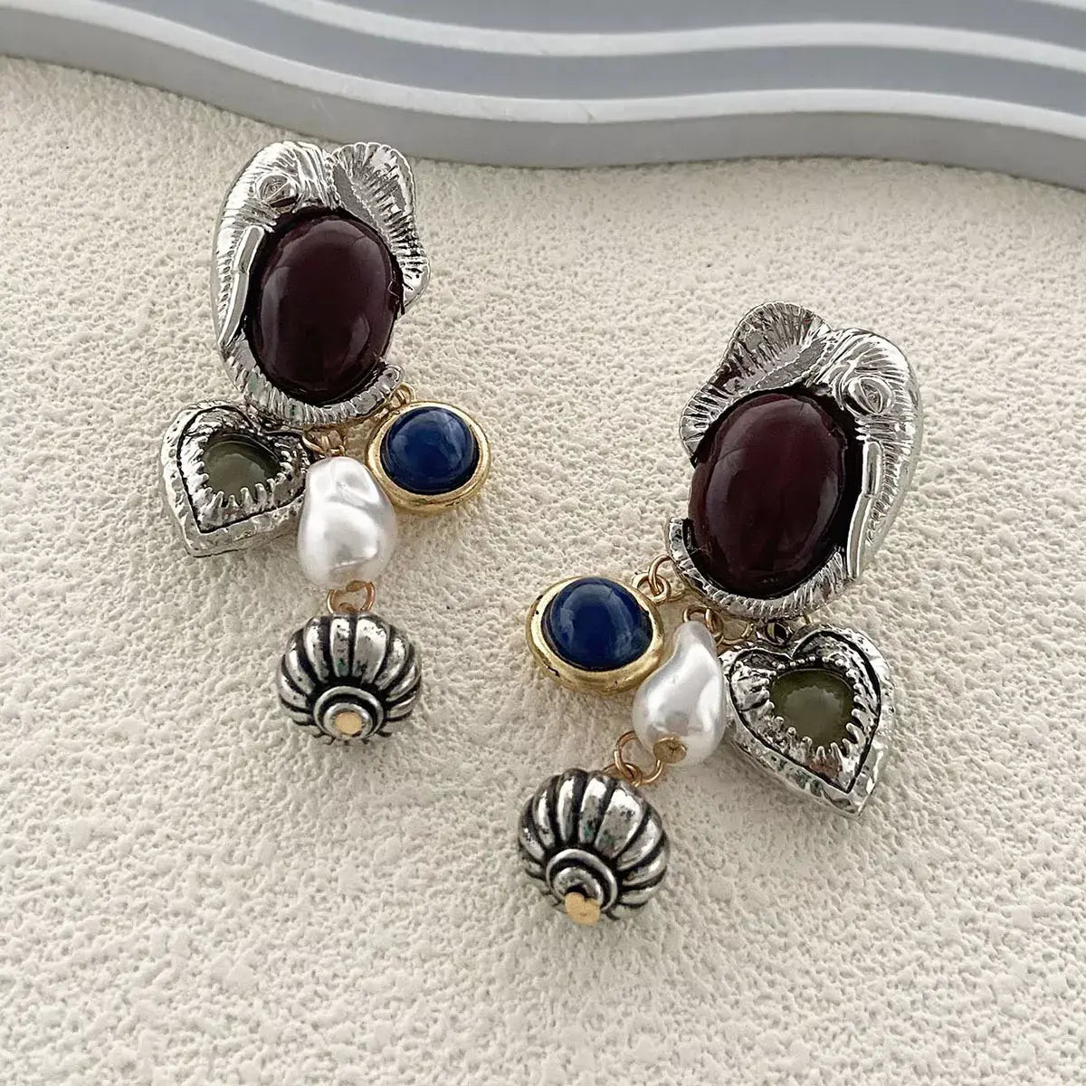 Zinc Alloy Heart Dangle Earrings - Trendsi - Flyclothing LLC