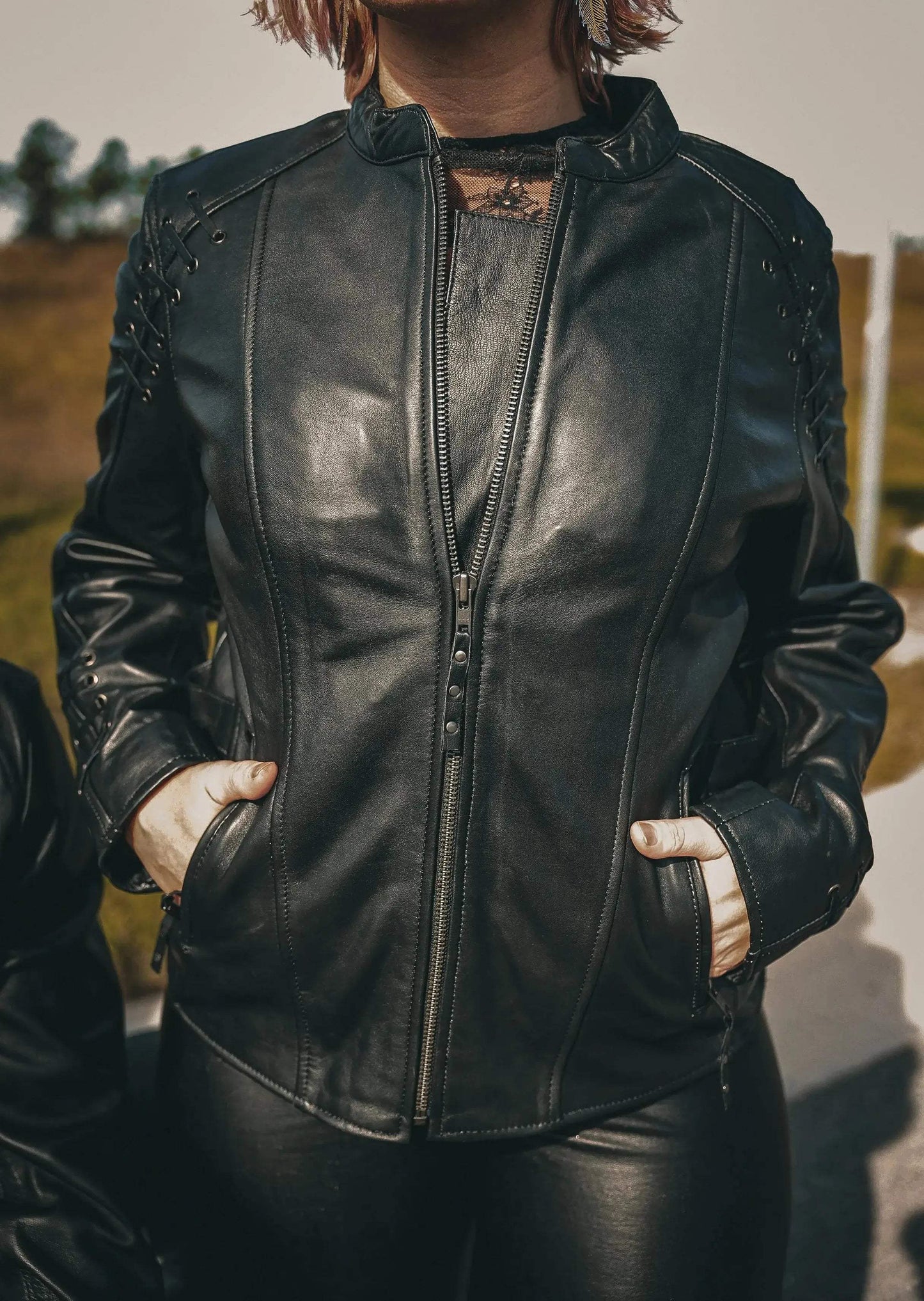 Juno - Women's Leather Motorcycle Jacket - Unik Just for Bikers - Flyclothing LLC