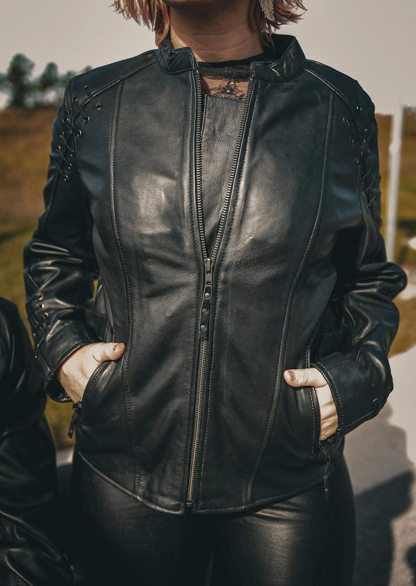 Juno - Women's Leather Motorcycle Jacket - Unik Just for Bikers - Flyclothing LLC