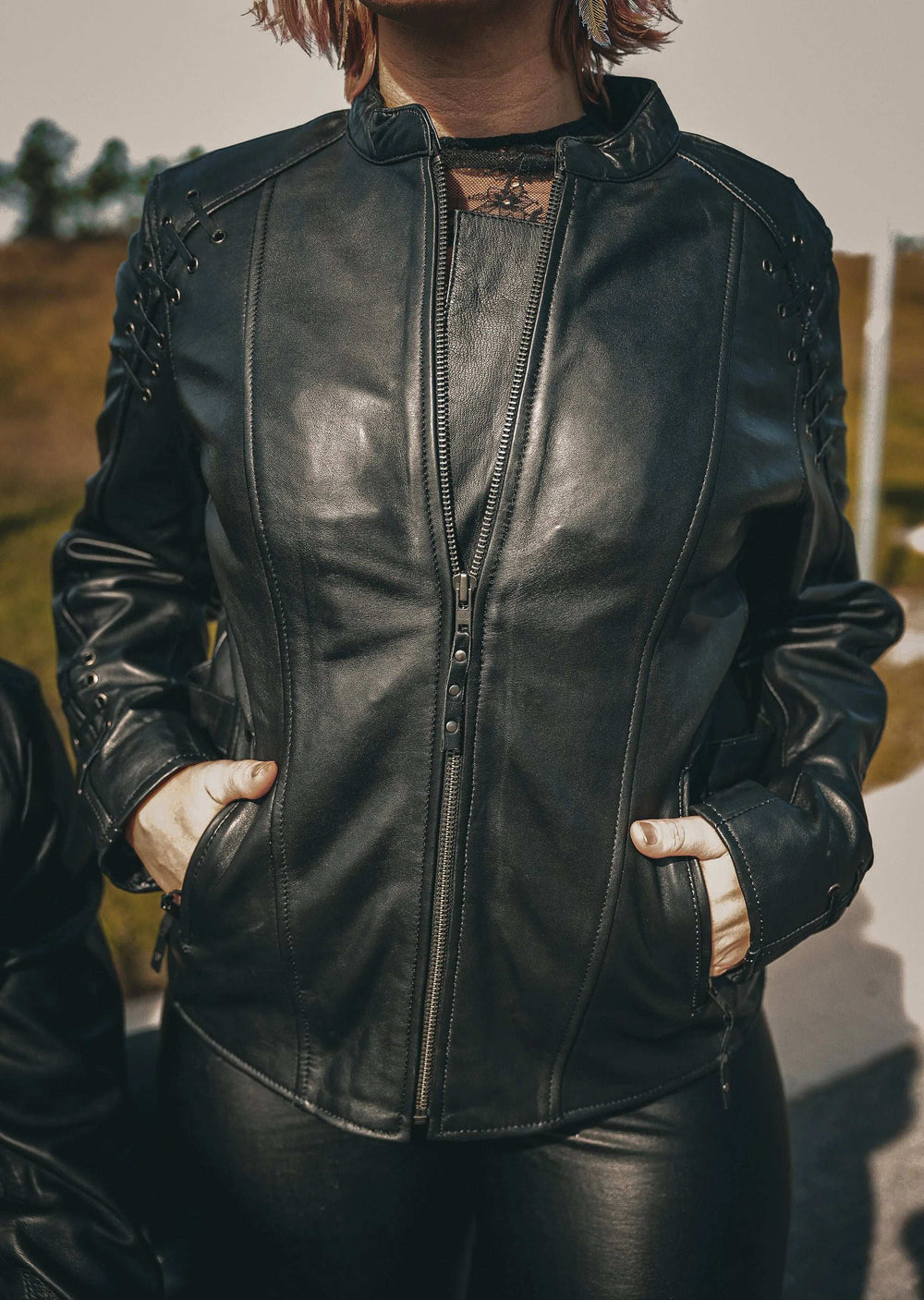 Juno - Ladies Premium Leather Jacket - Unik Just for Bikers - Flyclothing LLC