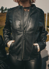 Juno - Women's Leather Motorcycle Jacket - Unik Just for Bikers - Flyclothing LLC