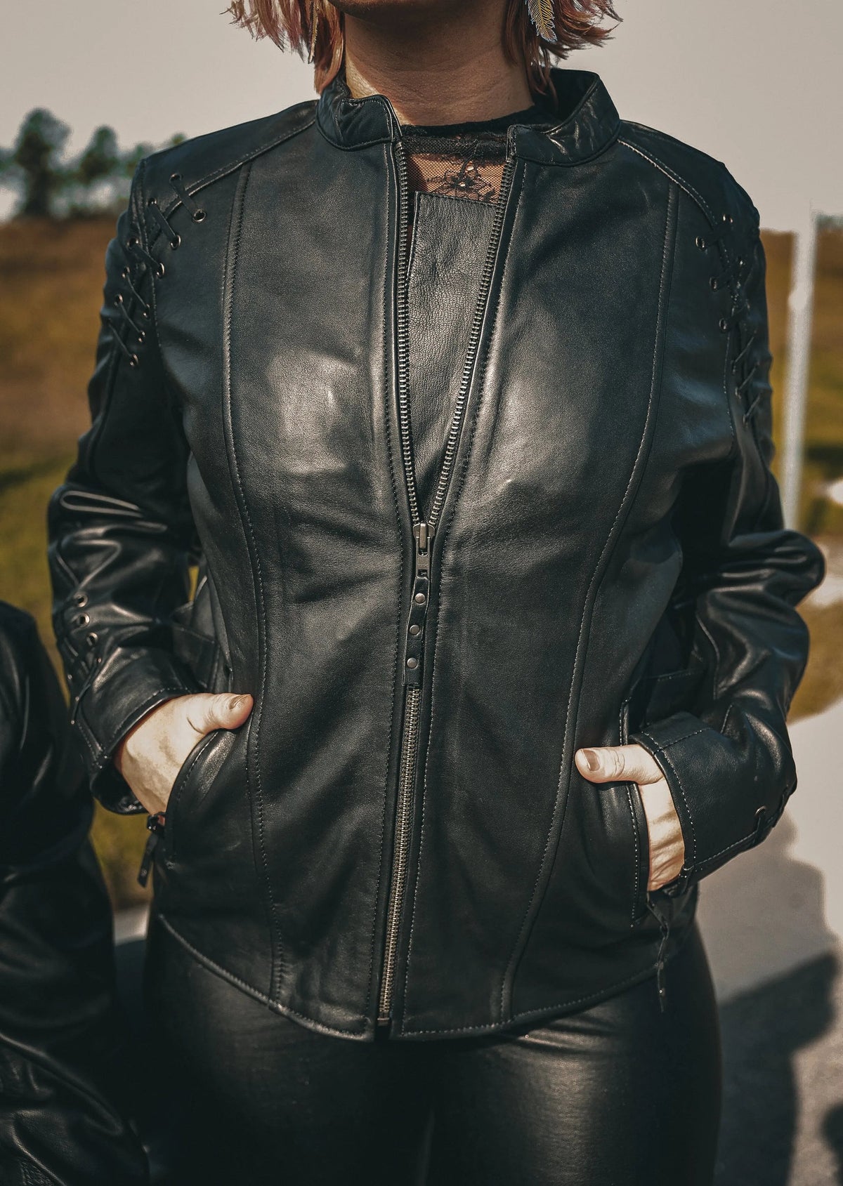 Juno - Women's Leather Motorcycle Jacket - Unik Just for Bikers - Flyclothing LLC