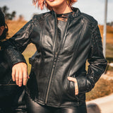 Juno - Women's Leather Motorcycle Jacket - Unik Just for Bikers - Flyclothing LLC