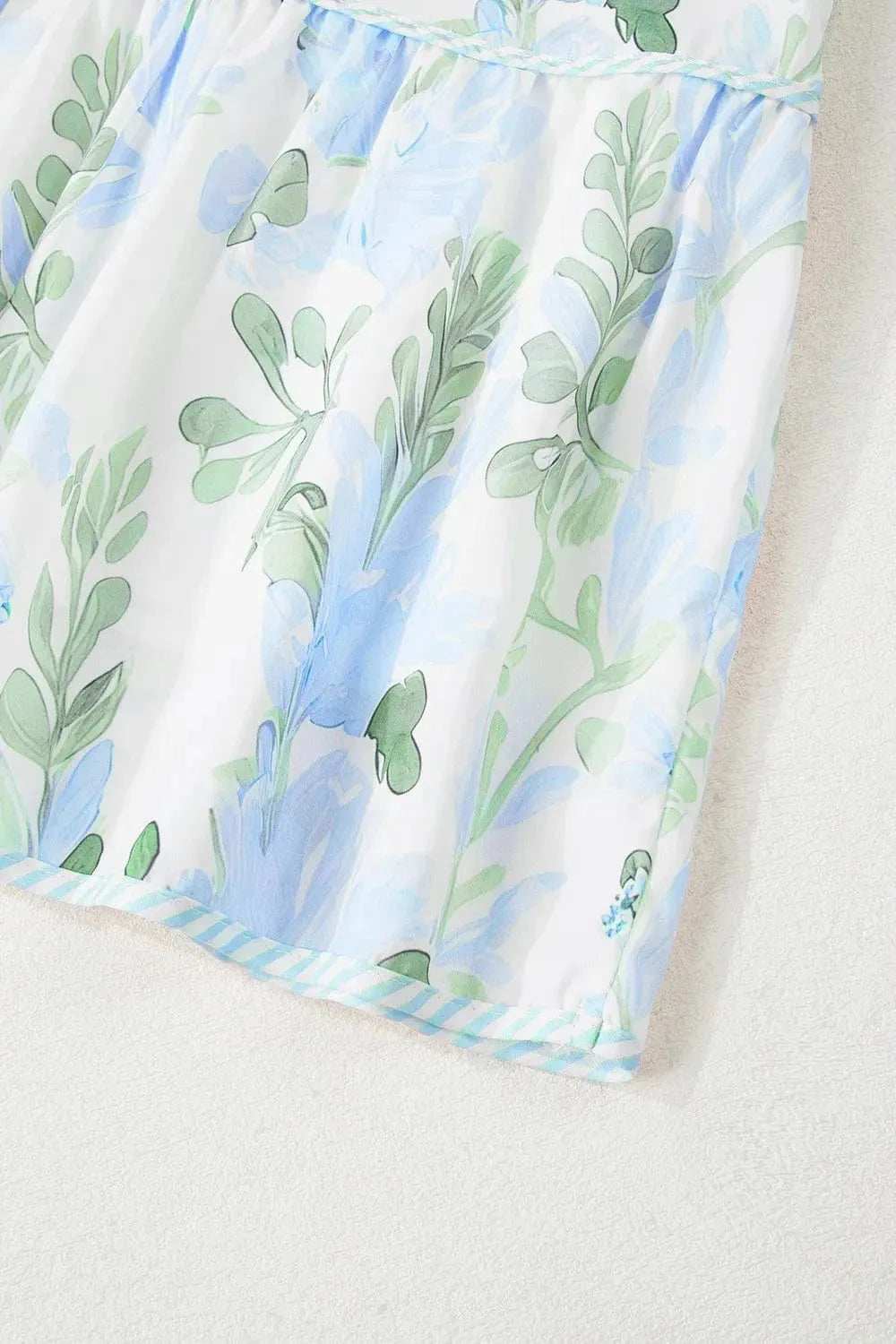 Floral Contrast Edge Layered Short Sleeve Mini Dress - Trendsi - Flyclothing LLC