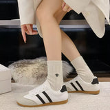 Striped Lace Up Casual Sneakers - Trendsi - Flyclothing LLC