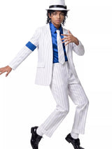 Children's Halloween Striped Suit Costume 5 Piece Set with Shirt and Fedora & Tie - Trendsi - Flyclothing LLC