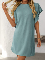 Mandy Ruffled Round Neck Short Sleeve Dress - Trendsi - Flyclothing LLC