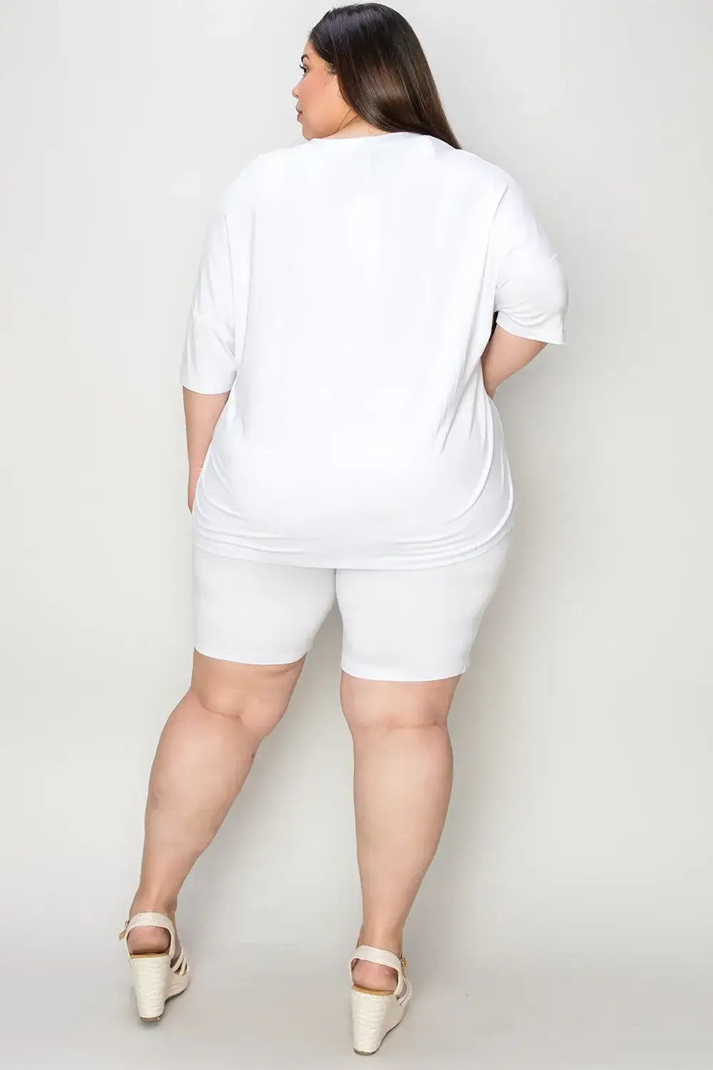 Basic Bae Bamboo Full Size V-Neck Drop Shoulder T-Shirt and Shorts Set - Trendsi - Flyclothing LLC
