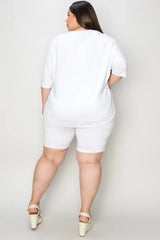 Basic Bae Bamboo Full Size V-Neck Drop Shoulder T-Shirt and Shorts Set - Trendsi - Flyclothing LLC