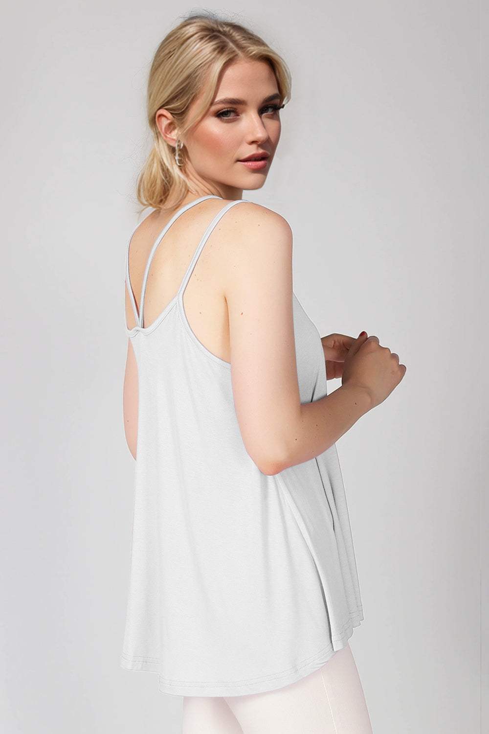 Basic Bae Bamboo Scoop Neck Double Spaghetti Straps Cami - Trendsi - Flyclothing LLC