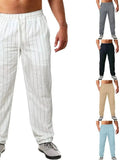 Men's Plus Size Striped Drawstring Pants - Trendsi