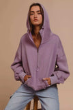 BiBi Stitch Detailed Elastic Hem Half Zip Fleece Hoodie - Trendsi - Flyclothing LLC