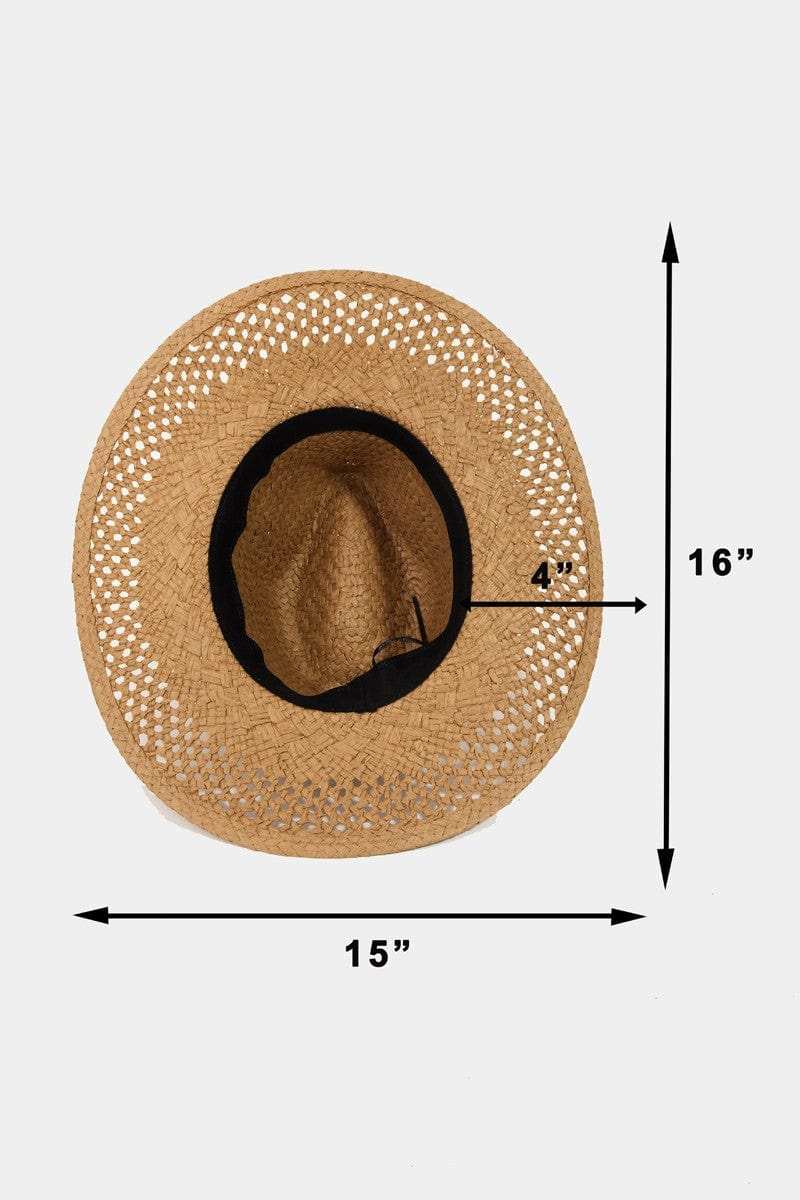 Fame Basket Weave Straw Sun Hat - Trendsi - Flyclothing LLC