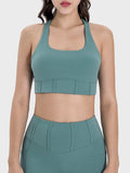 Square Neck Wide Strap Active Tank - Trendsi - Flyclothing LLC