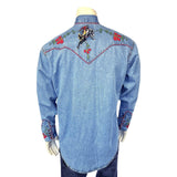 Rockmount Ranch Wear mens vintage bronc embroidered western shirt in denim - Rockmount Clothing - Flyclothing LLC