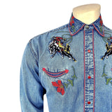 Rockmount Ranch Wear mens vintage bronc embroidered western shirt in denim - Rockmount Clothing - Flyclothing LLC