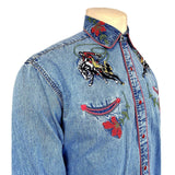 Rockmount Ranch Wear mens vintage bronc embroidered western shirt in denim - Rockmount Clothing - Flyclothing LLC