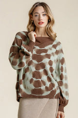 Umgee Full Size Ribbed Hem Tie Dye Round Neck Sweater Plus Size - Trendsi - Flyclothing LLC