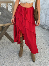 Devine Slit Drawstring Ruffled Skirt - Trendsi - Flyclothing LLC