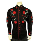 Rockmount Ranch Ware Men's Vintage Black Crochet Rose Floral Embroidered Western Shirt - Rockmount Clothing - Flyclothing LLC
