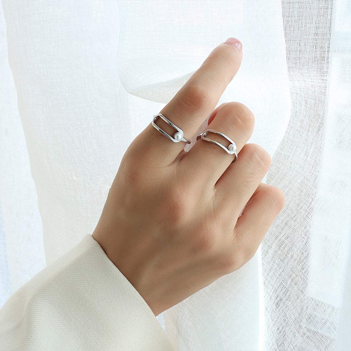 Synthetic Pearl Titanium Steel Ring - Trendsi - Flyclothing LLC