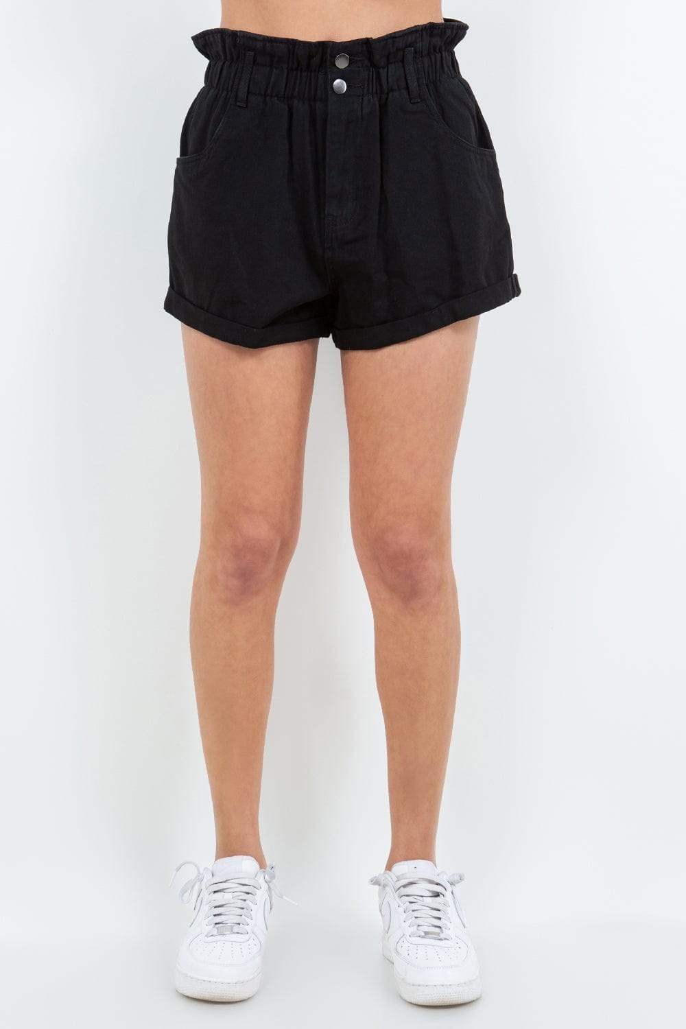 American Bazi High Waist Paper Bag Shorts - Trendsi - Flyclothing LLC