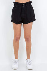 American Bazi High Waist Paper Bag Shorts - Trendsi - Flyclothing LLC
