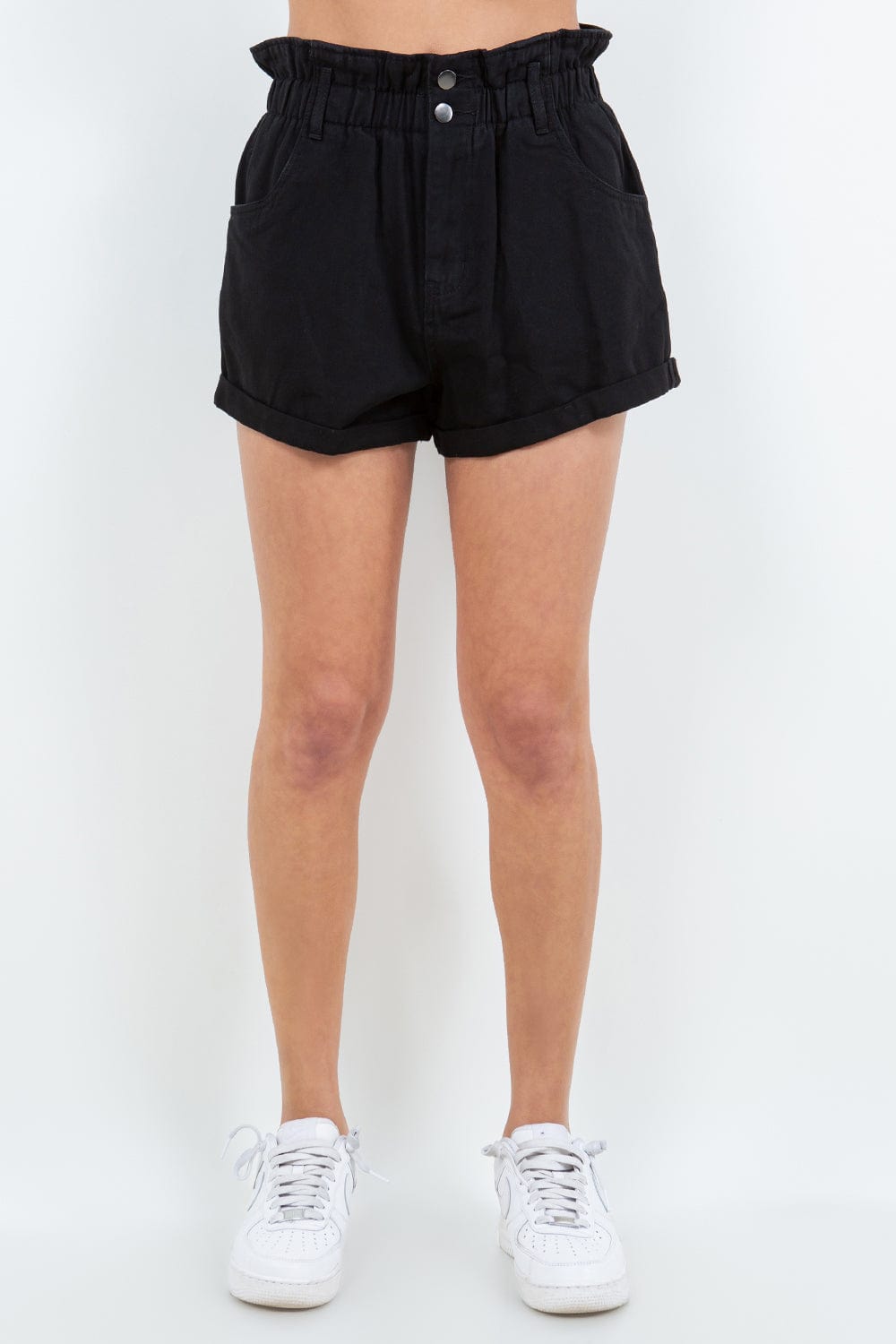 American Bazi High Waist Paper Bag Shorts - Trendsi