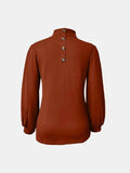 Full Size Mock Neck Long Sleeve T-Shirt - Trendsi - Flyclothing LLC