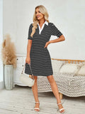 Contrast Striped Short Sleeve Mini Dress - Trendsi - Flyclothing LLC