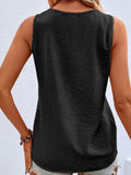Full Size Decorative Button V-Neck Tank - Trendsi