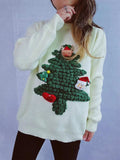 Christmas Tree Round Neck Long Sleeve Sweater - Trendsi - Flyclothing LLC