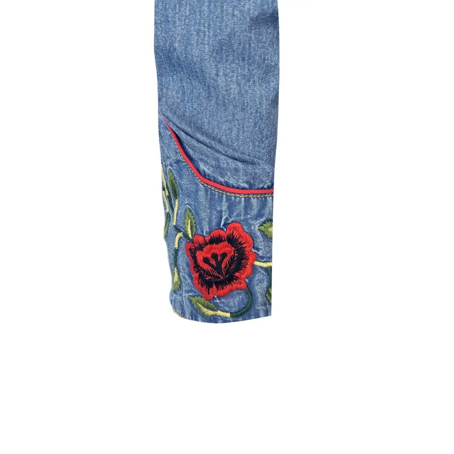 Rockmount Ranch Wear mens floral embroidered vintage denim shirt 6857 den sml - Rockmount Clothing - Flyclothing LLC