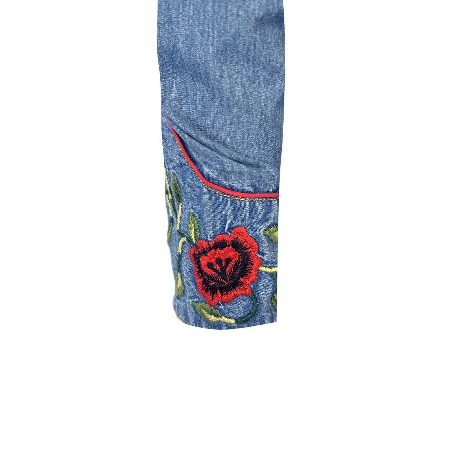 Rockmount Ranch Wear mens floral embroidered vintage denim shirt 6857 den sml - Rockmount Clothing - Flyclothing LLC