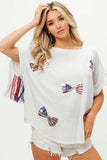 BiBi American Flag Sequin Ribbon T-Shirt - Trendsi - Flyclothing LLC