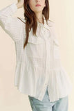Davi & Dani Garment Washed Jacquard Button Front Shirt - Trendsi