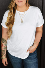 Full Size Round Neck Short Sleeve T-Shirt - Trendsi - Flyclothing LLC