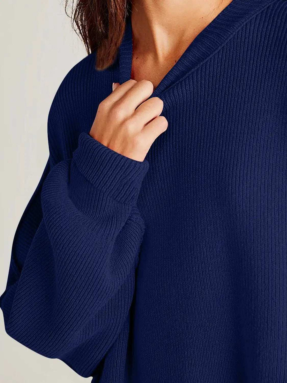 Double Take Side Slit Round Neck Long Sleeve Sweater - Trendsi - Flyclothing LLC