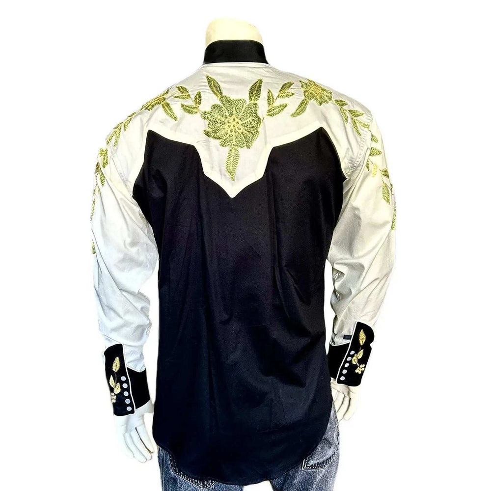 Rockmont Clothing Men's Floral 2-Tone White & Black Embroidered Western Shirt - Rockmount Clothing - Flyclothing LLC