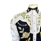 Rockmont Clothing Men's Floral 2-Tone White & Black Embroidered Western Shirt - Rockmount Clothing