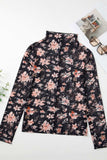 Floral Mock Neck Long Sleeve Blouse - Trendsi - Flyclothing LLC
