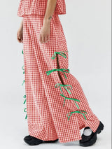 Side Tied Plaid Pants - Trendsi - Flyclothing LLC