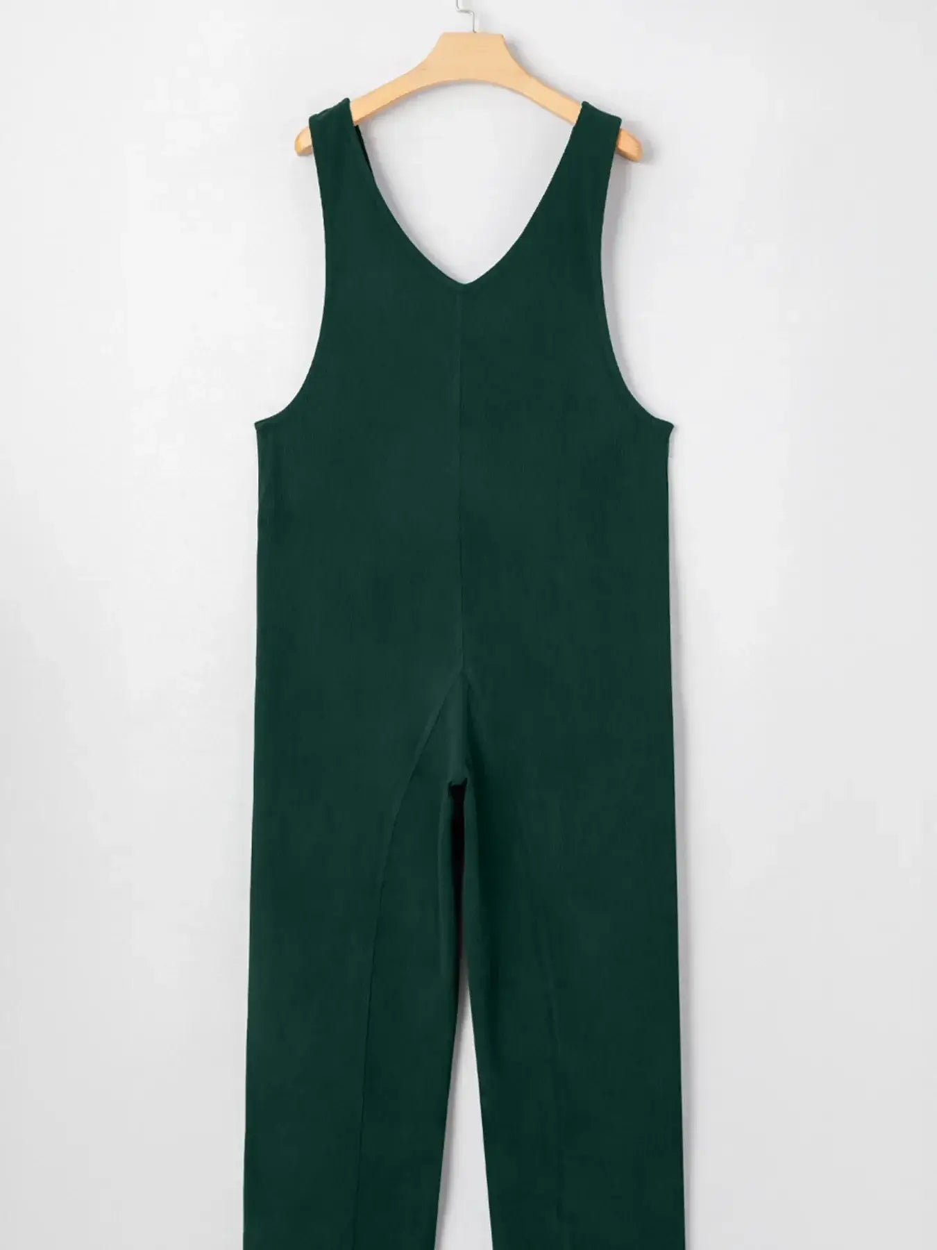 Corduroy V Neck Patched Pocket Sleeveless Jumpsuit - Trendsi - Flyclothing LLC