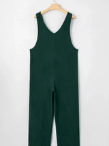 Corduroy V Neck Patched Pocket Sleeveless Jumpsuit - Trendsi - Flyclothing LLC
