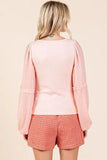 Mittoshop Mixed Media Textured Knit Chiffon Long Sleeve Top - Trendsi