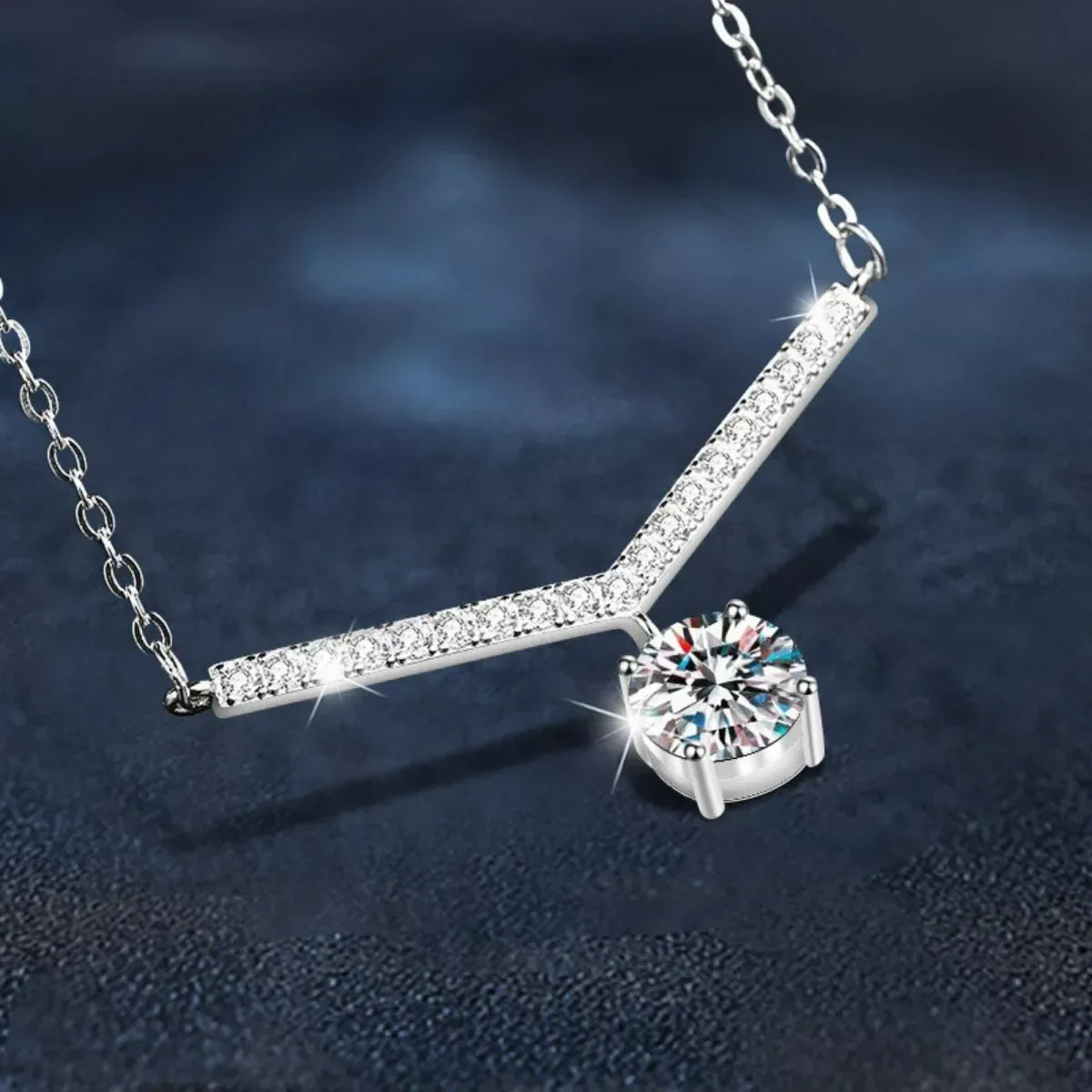 1 Carat Moissanite 925 Sterling Silver Necklace - Trendsi - Flyclothing LLC