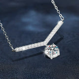 1 Carat Moissanite 925 Sterling Silver Necklace - Trendsi - Flyclothing LLC