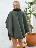 Fuzzy Trim Open Front Poncho - Trendsi - Flyclothing LLC