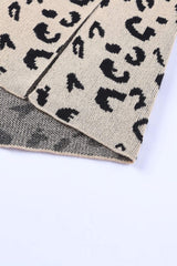 Slit Leopard Mock Neck Dropped Shoulder Sweater - Trendsi - Flyclothing LLC