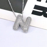 Copper Inlaid Zircon Letter Pendant Necklace - Trendsi - Flyclothing LLC